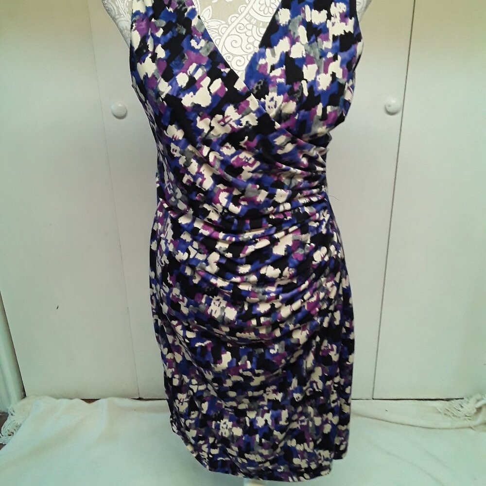 American Living colordot faux wrap ruched waist midi dress size 12